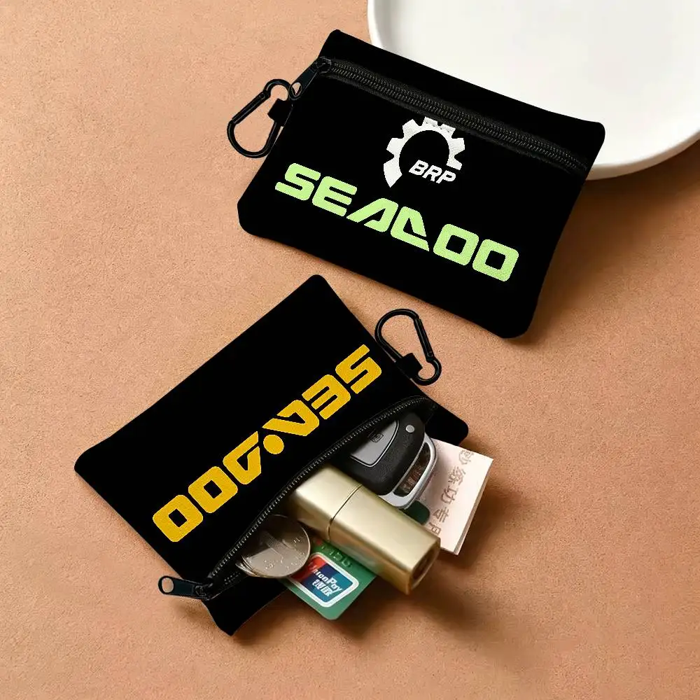 S-Sea D-Doo Seadoo Lightweight Oxford Fabric Coin Purse Carabiner Hook Design Mini Card Key Organizer Bag