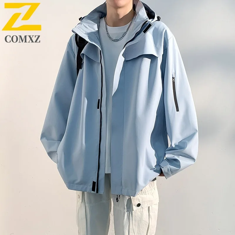 

COMXZ Men Jacket 2025 Multi Pocket Outdoor Climbing Windproof Motorcycle Jacket Brand Adventure Wear Resistant Men Clothing