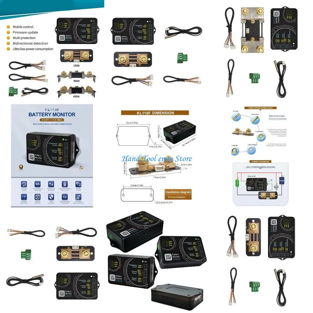 

H37F Battery Monitor Bluetooth-compatible Battery Capacity Tester 0‑120V Voltmeter Ammeter Testing Tool Battery Multimeter