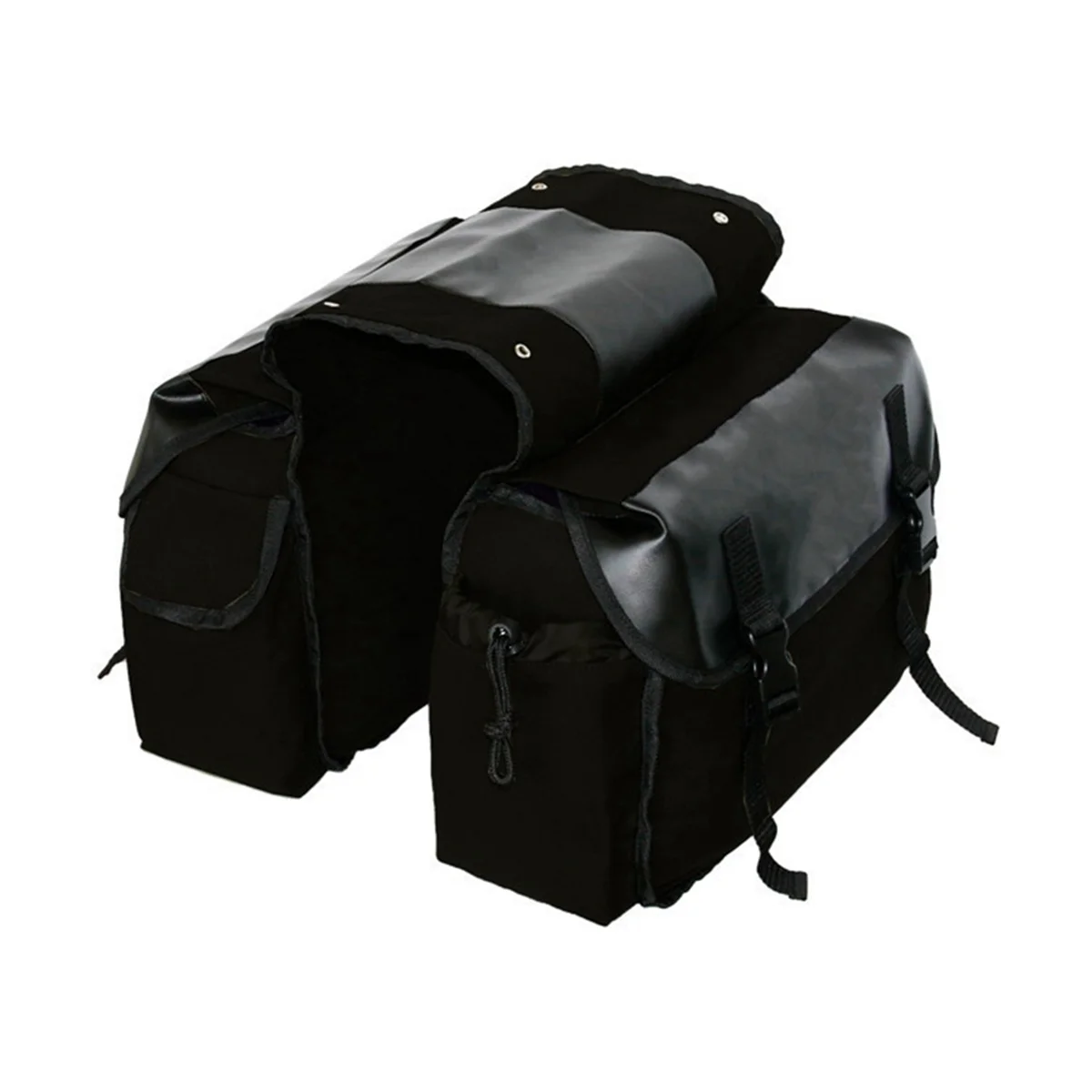 Motorcycle Bicycle Large Capacity Saddle Bag Cycling Canvas Waterproof Saddle Box Side Tool Bag Rear Seat Bag Black