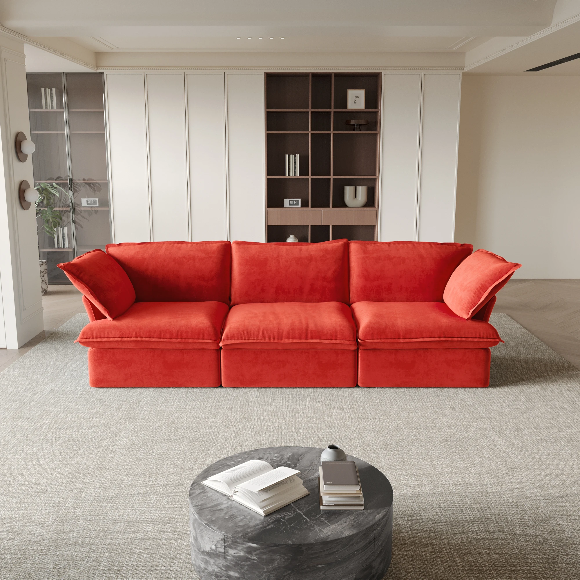 

ATUNUS USA Warehouse in Stock Drop Shipping Sofa Modern Living Room Furniture Factory Orange Modular Sectional Couch Sofa Set
