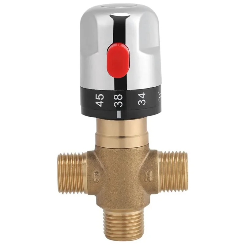 New Thermostatic Mixing Valve Solid Brass G1/2 for Shower System Water Temperature Control Pipe Basin Thermostat Control