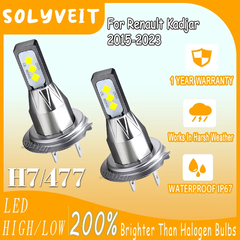 

Dustproof Night Safety Quick Installation h7 477 LED Headlight For Renault Kadjar 2015 2016 2017 2018 2019 2020 2021 2022 2023
