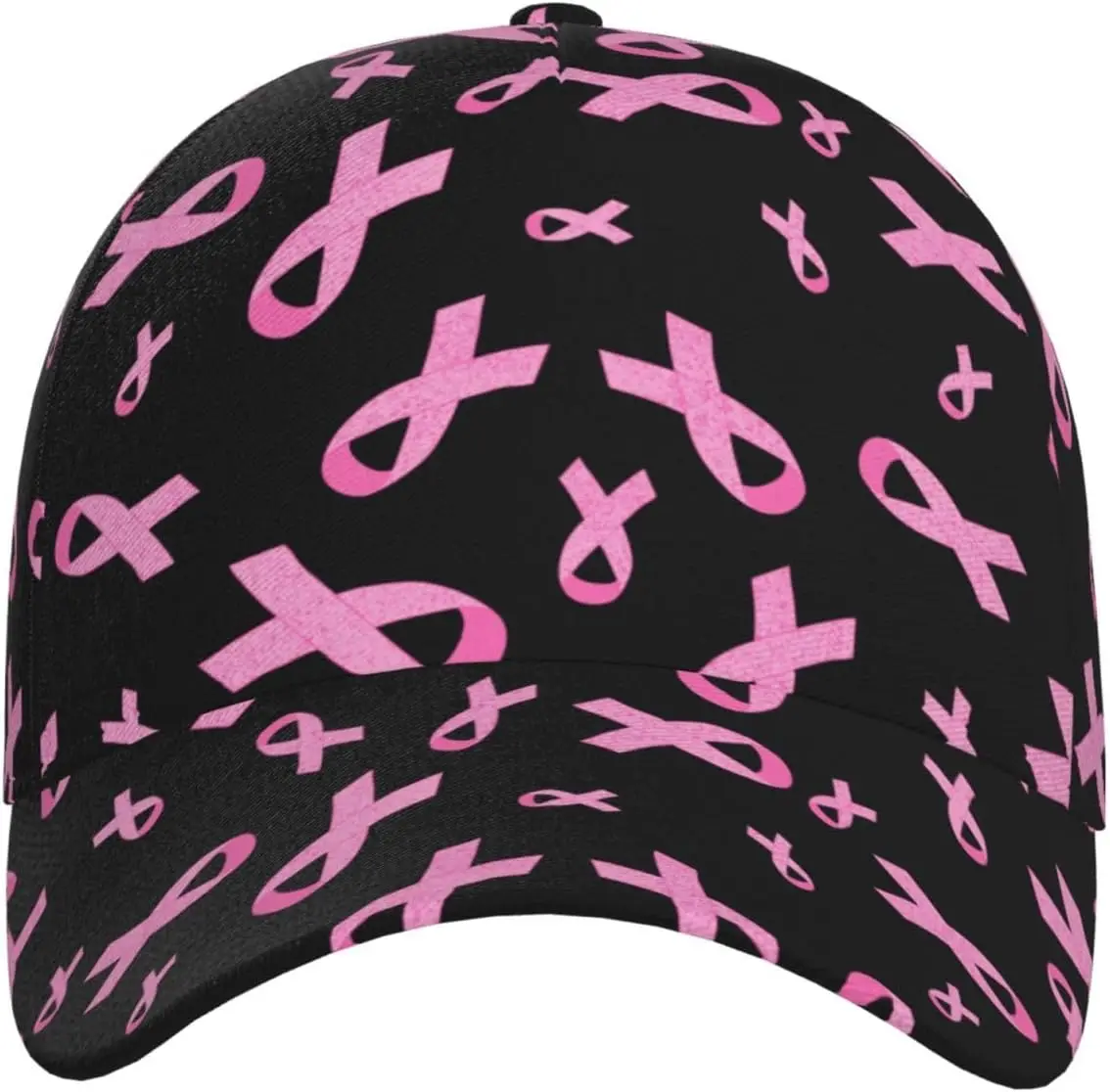 قبعات بيسبول مطبوعة بشريط وردي وأسود، قبعات جولف للأب، قبعة كرة قابلة للتعديل للرجال والنساء قابلة للتنفس وقابلة للتعديل