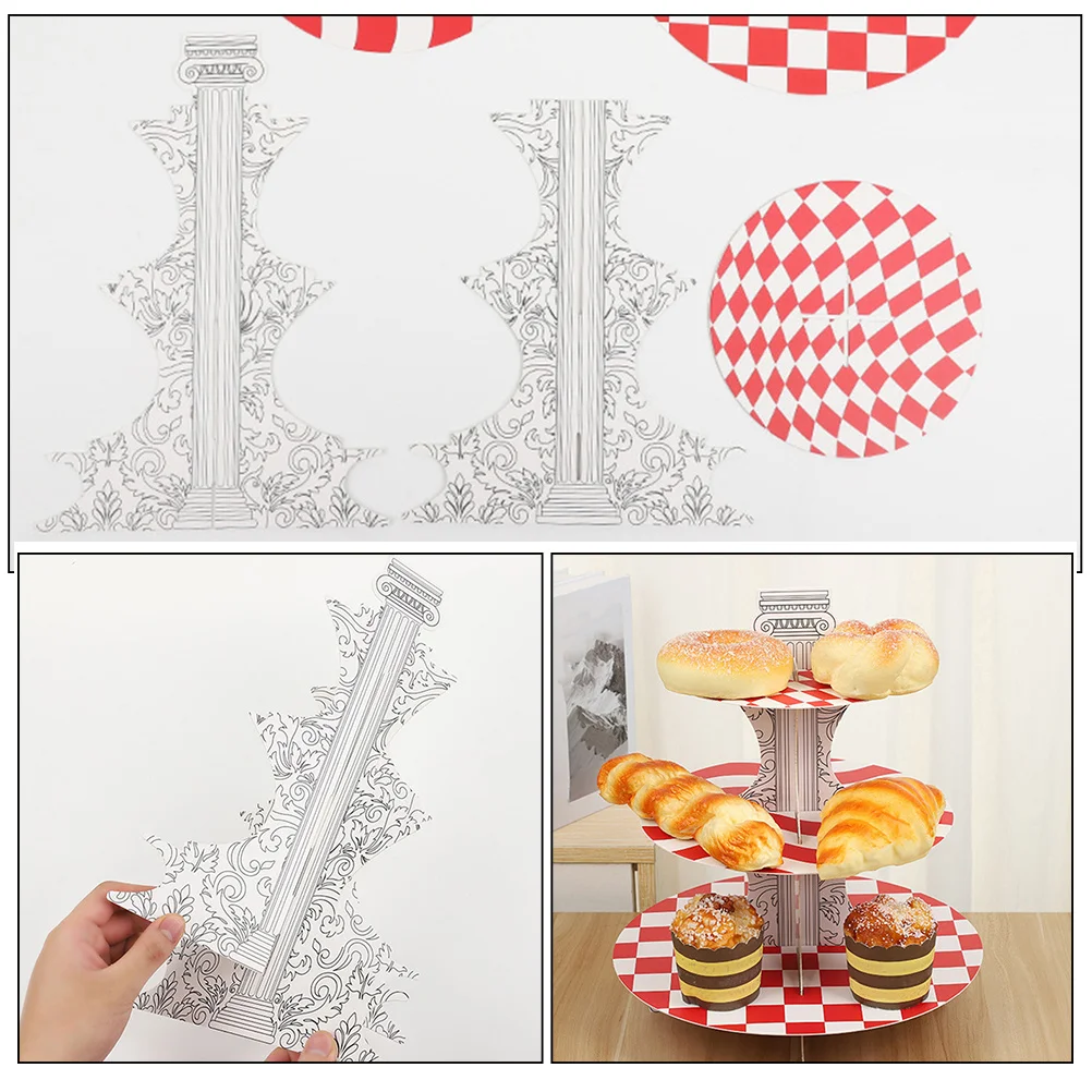 1Set Paper Cupcake Stand Multi-Tier Cake Holder Display Riser for Birthday Party Dessert Table Centerpiece Decoration