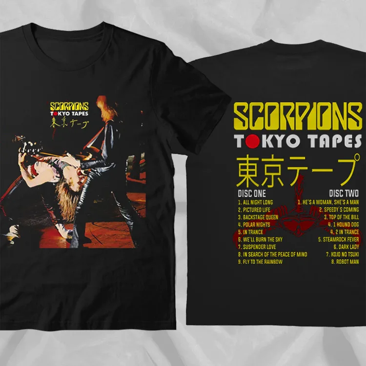 Scorpions Band Tokyo Tapes Vintage Rare Tour Black Double Sided T-Shirt