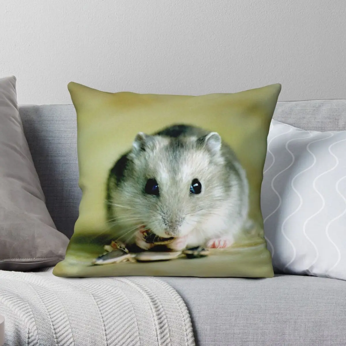 Cute Hamster 2 Square Pillowcase Polyester Linen Velvet Pattern Zip Decor Room Cushion Cover