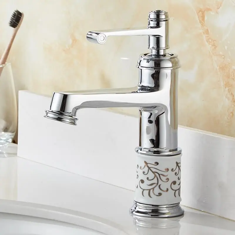 European Style Faucet Gold Personality Simple Nordic Art Health Fashion High-end Elevated Basin Bathroom Hot and Cold