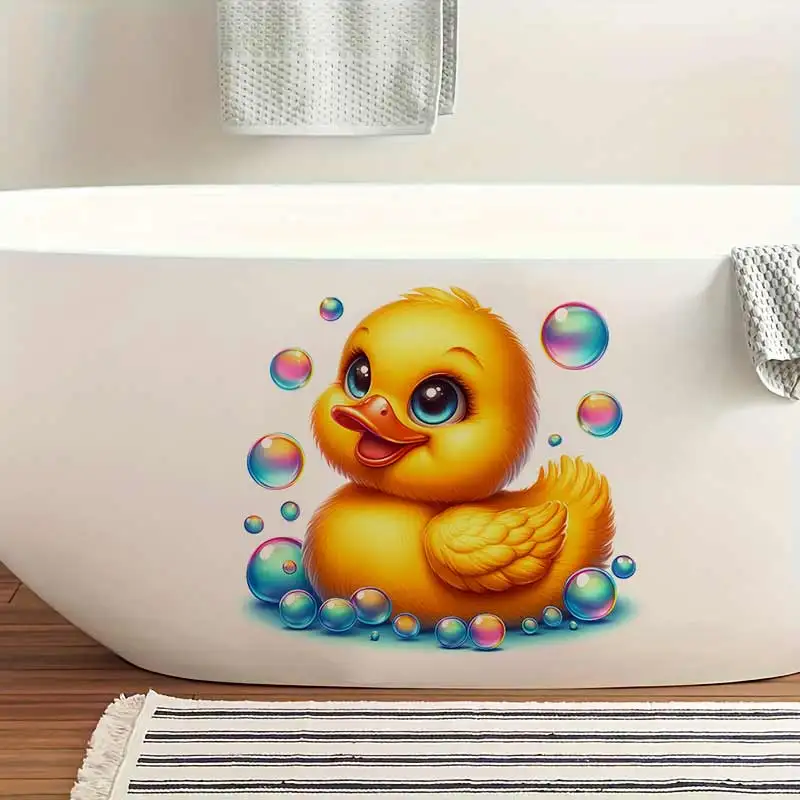 Rubber Duck Wall Sticker Toilet Lid Stickers, Bedroom Entrance Living Room Porch Home Decora Waterproof Decals Stickers S850