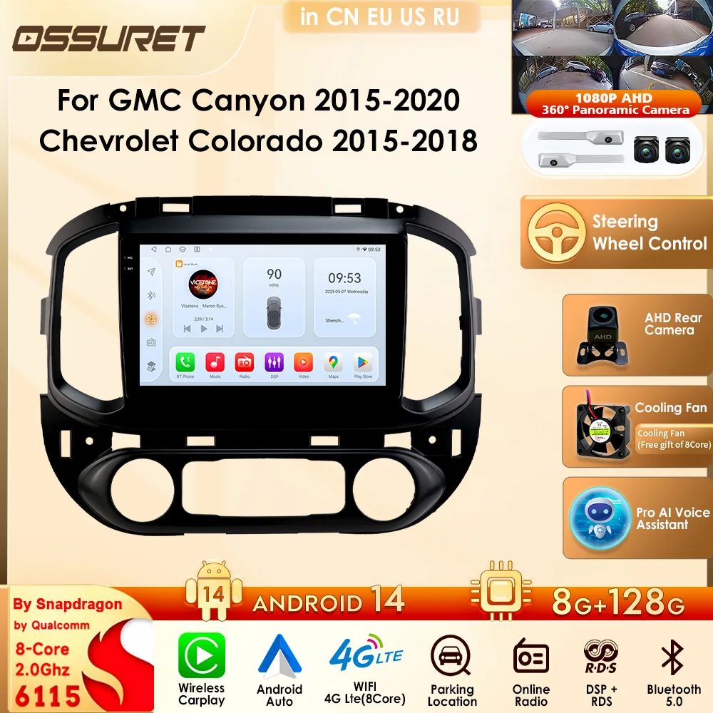 Car Stereo 2din Carplay Multimedia Video Player For GMC Canyon 2015-2020/ Chevrolet Colorado 2015-2018 Android Auto 4G FM AI PRo