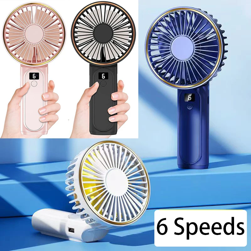 

Foldable Handheld Neck Fan 6 Speeds Portable USB Rechargeable Small Pocket Fan Battery Operated Fan