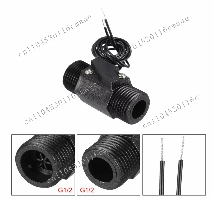 G1/2 Effect Liquid Water Flow Sensor Switch Flow Meter Counter 1 - 25 Liters/Minute Black