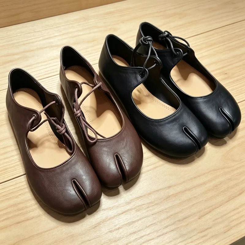 New Fashion Split Toe Women Flat Mary Jane Shoes Casual Tabi Ninja Ballet Ladies Slip On Loafer Soft Ballerina Comfort Moccasin
