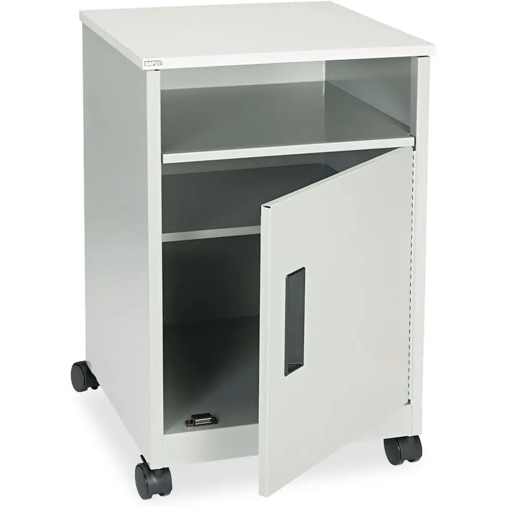 

Compact Gray Single Door Storage Cabinet with Hinge Stand