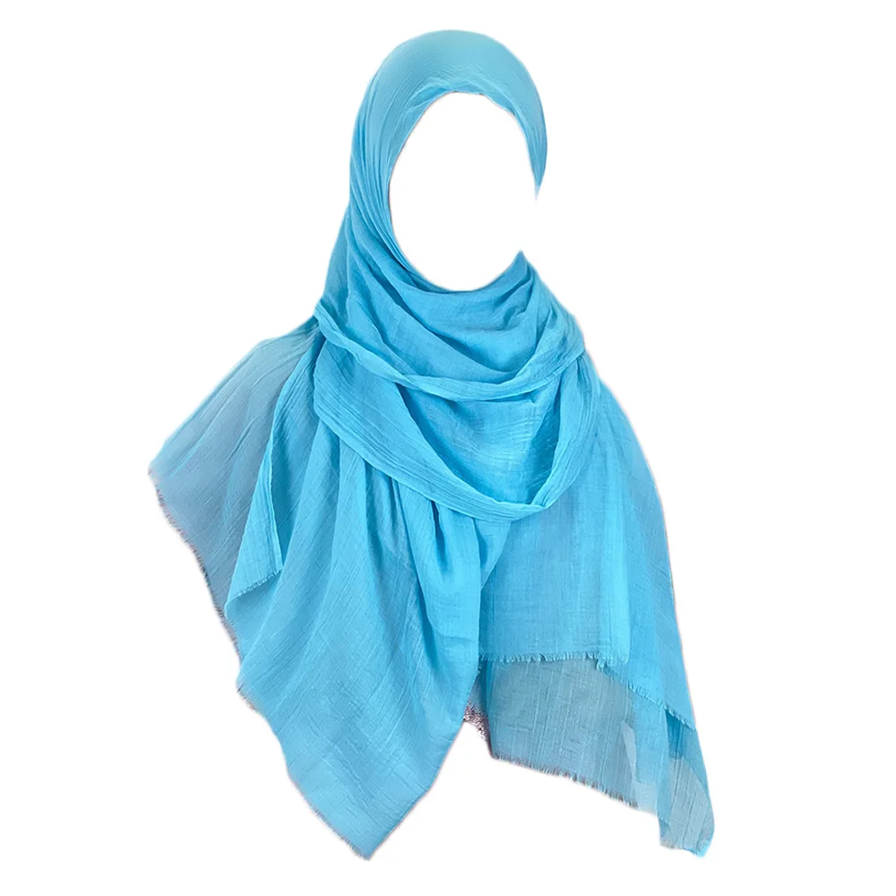 Écharpe Hijab en Jersey de Coton Malaisien pour Femme, Long Châle Musulman Uni, Turban Doux, Bandeau de Sauna Africain, 176x95cm