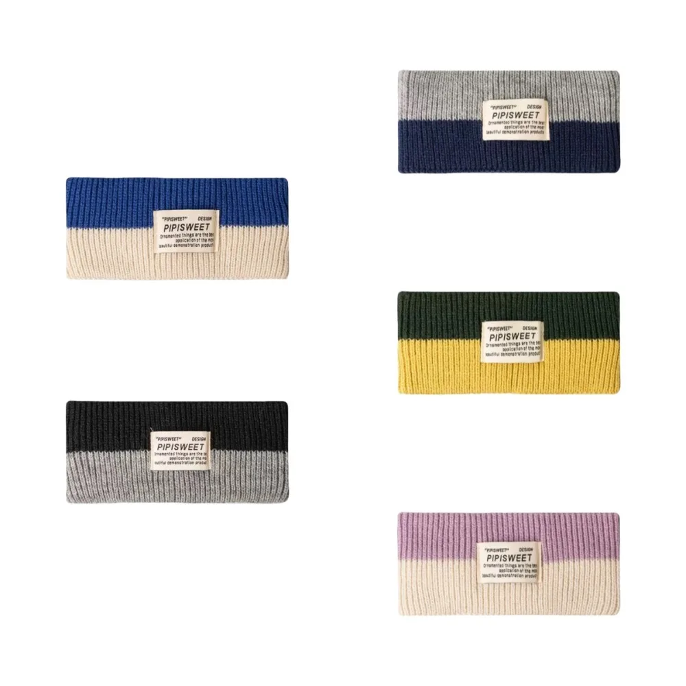 عصابة رأس محبوكة قابلة للتمدد ناعمة واسعة للتمرين، عصابة رأس من غزل الصوف بألوان متباينة للأولاد