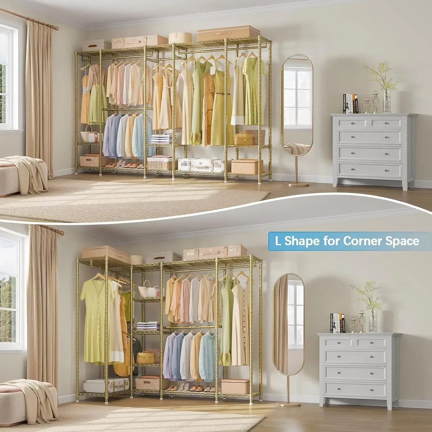 [Nuovo arrivo! ]Armadio portatile extra grande armadio per camera da letto armadio guardaroba indipendente, appendiabiti resistente multifunzione