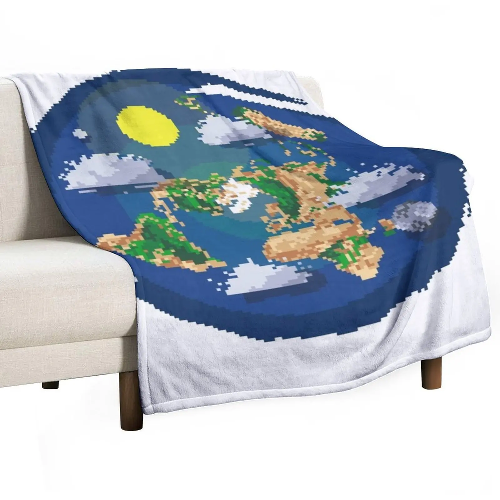 

Flat Earth Map Pixel Art (clear backround) Throw Blanket Soft Personalized Gift Custom for sofa Blankets