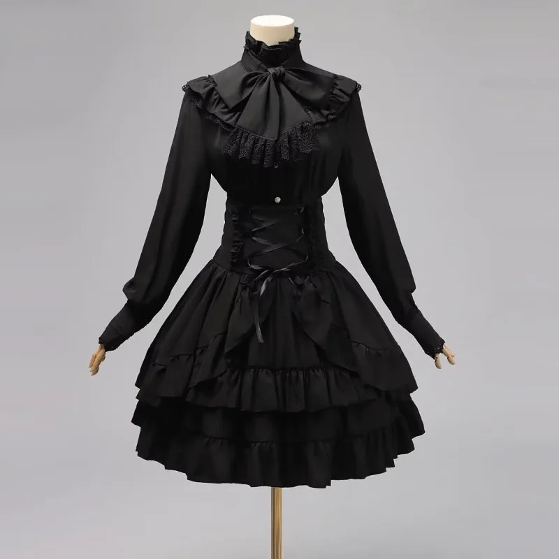 

Darkly Series Gothic Shirt+skirt Sets Court Retro French Style Girls 2 Piece Set Women Clothes Spring Autumn New Clothing