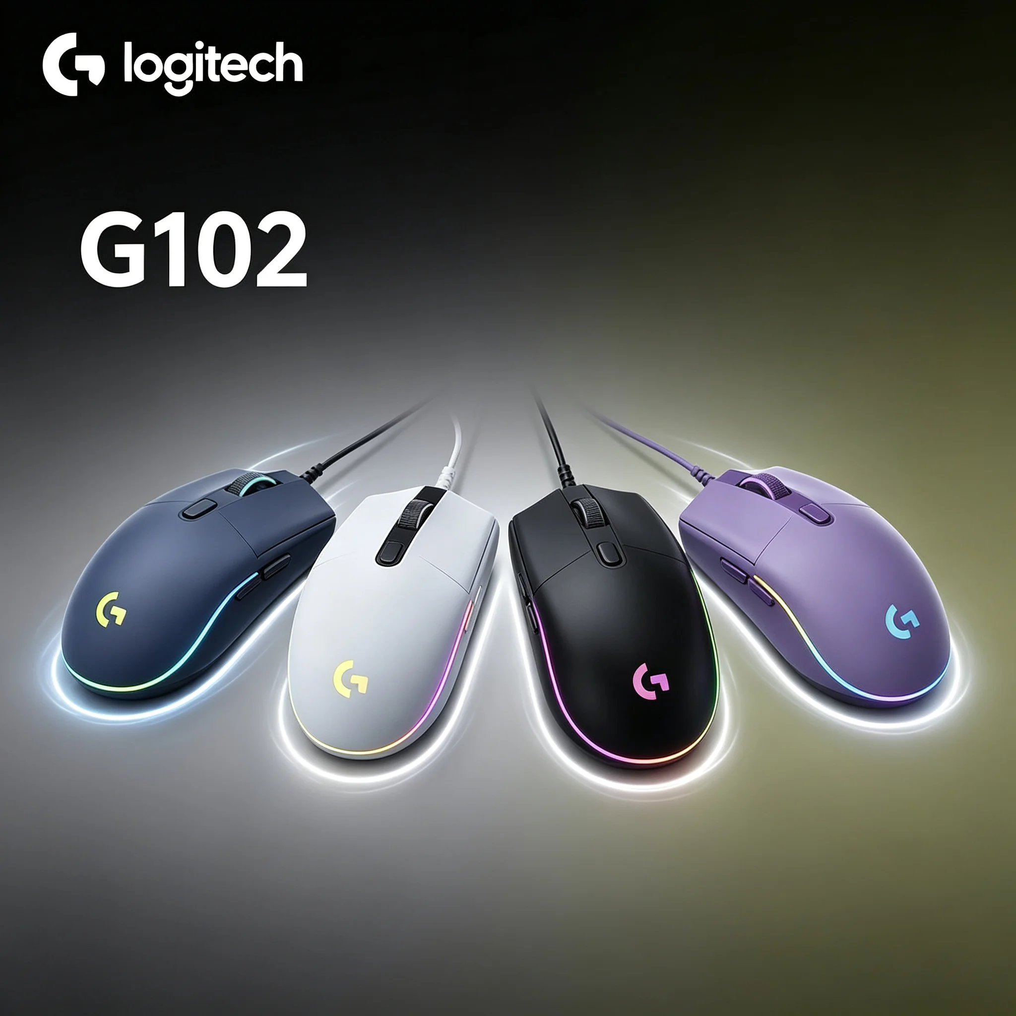 Portable Logitech G102 Wired RGB Gaming Mouse For CS PUBG LOL League of Legends Valorant Desktop Laptop Game Mice