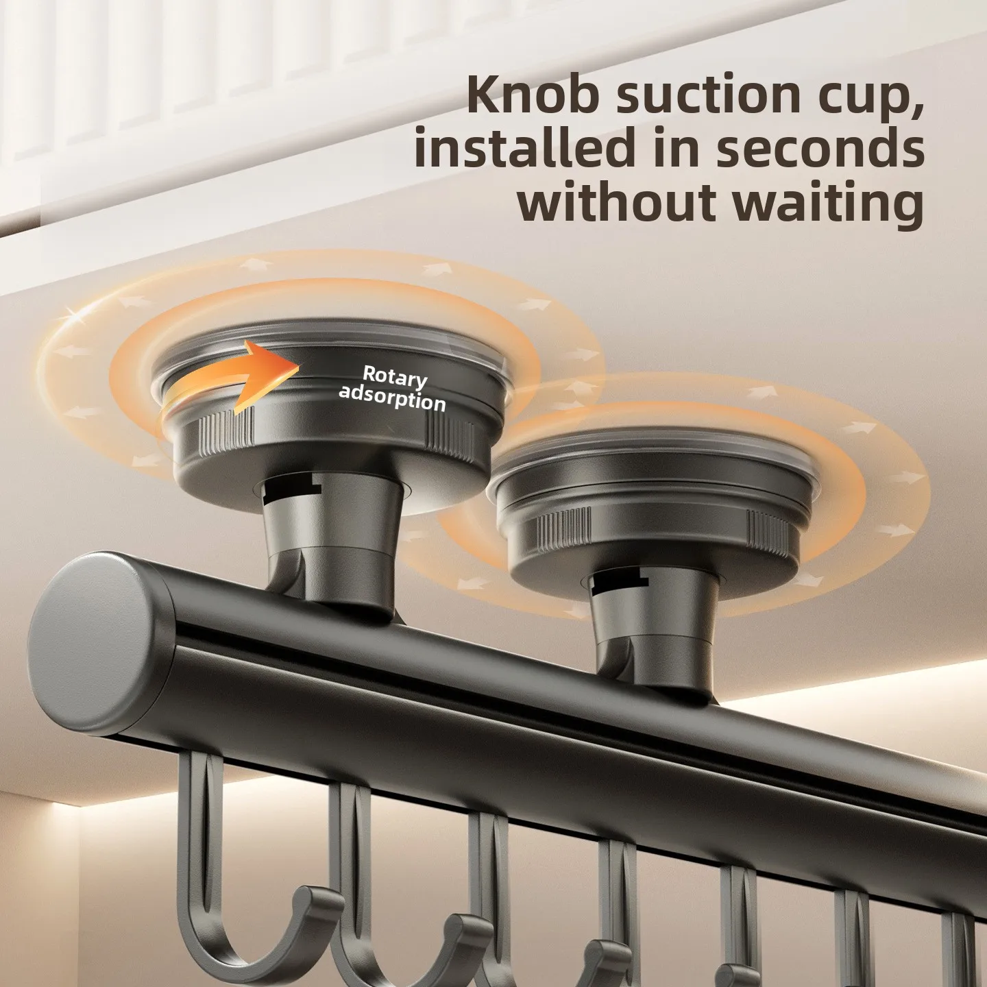Pull Out Wardrobe Hanger Sliding Rail Suction Cup Clothes Rack No Drill Wall Mounted Retractable Pants Rack Cabinet Organizer
