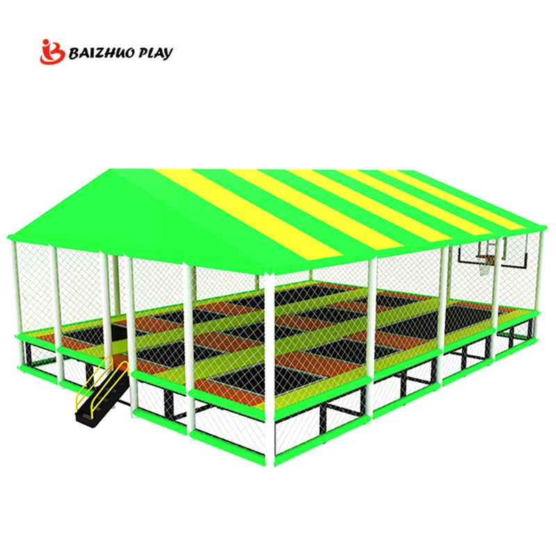 Kindergarten Kid Professional Indoor And Outdoor Trampoline Bed With Roof Children Adventure Physical Fitness Training Equipment