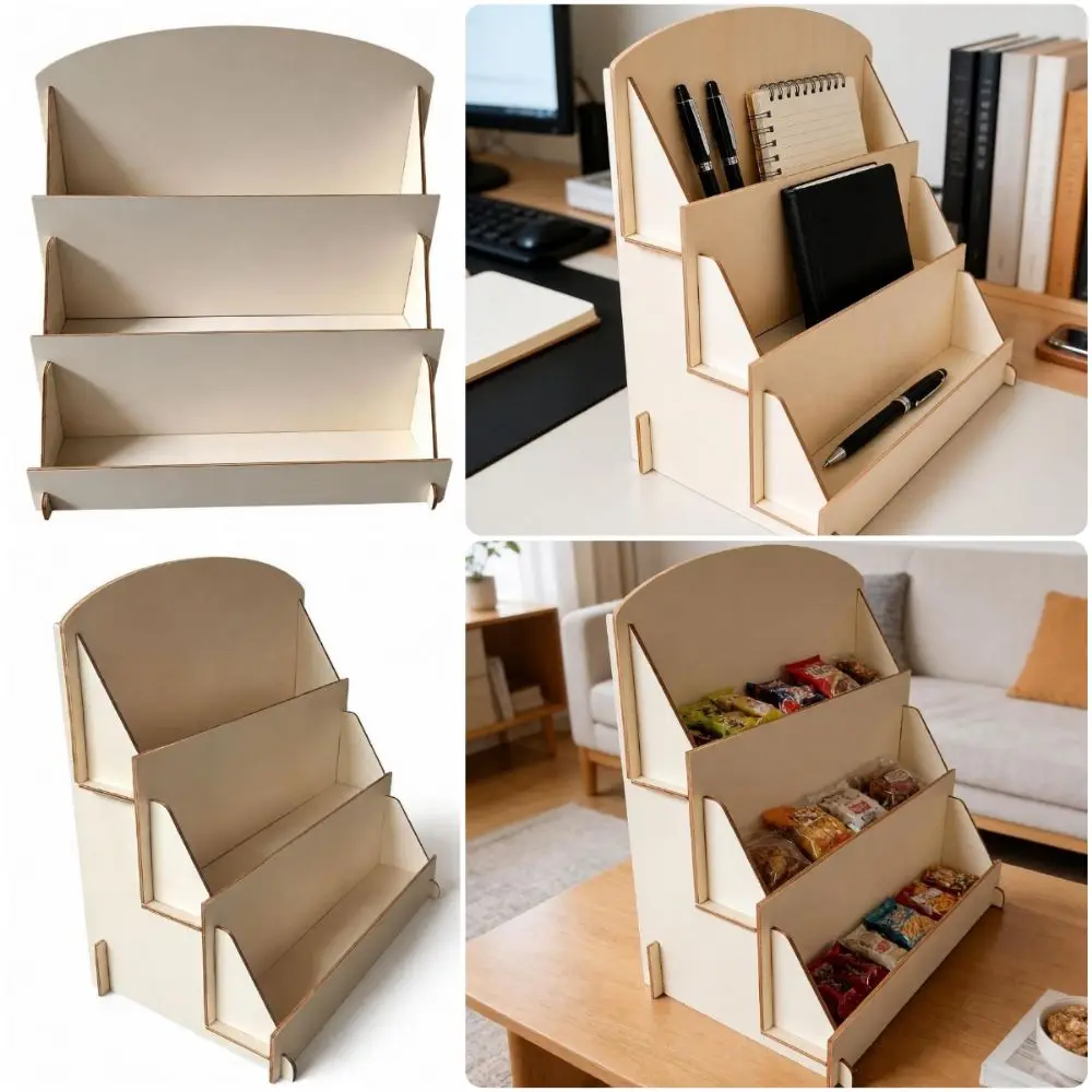 Multi-Purpose Desktop Display Rack Wood Multiple Grids Book Display Shelf DIY Assemble Sundries Organization