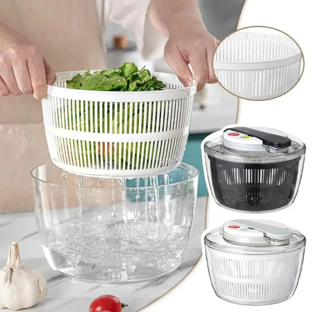 

Household Salad Dryer Salad Spinner Multifunctional Easy Press Vegetable Dehydrator Drainer Large Capacity Absorbent Basket