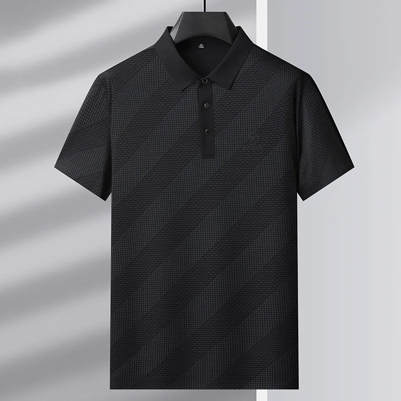 2024 Summer Classic Stripes Casual Polo Shirts Men High Quality Slim Fit Business POLO T-shirtsIce Silk Social Party Tee Tops