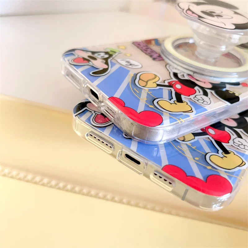 ديزني لطيف الحركة تشغيل ميكي ماوس بلوتو Magsafe اللاسلكية تهمة جراب هاتف آيفون 13 12 14 15 برو ماكس ثلاثية الأبعاد حامل مغناطيسي