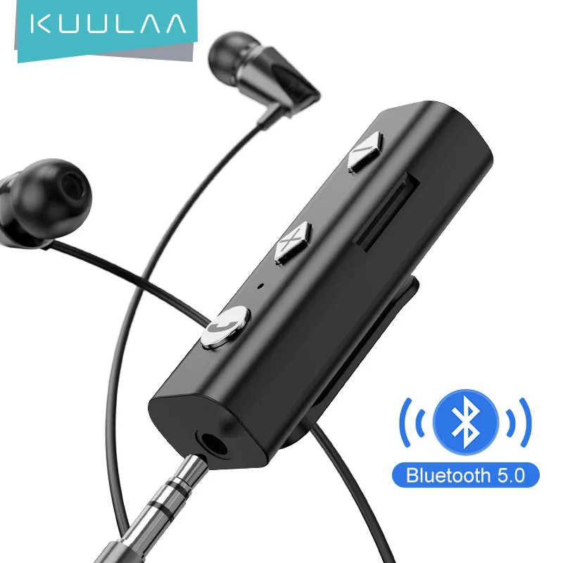 

KUULAA Bluetooth 5.0 Receiver 3.5mm AUX Jack Audio Wireless Adapter Bluetooth Aux Audio Music Transmitter For Car PC Headphones