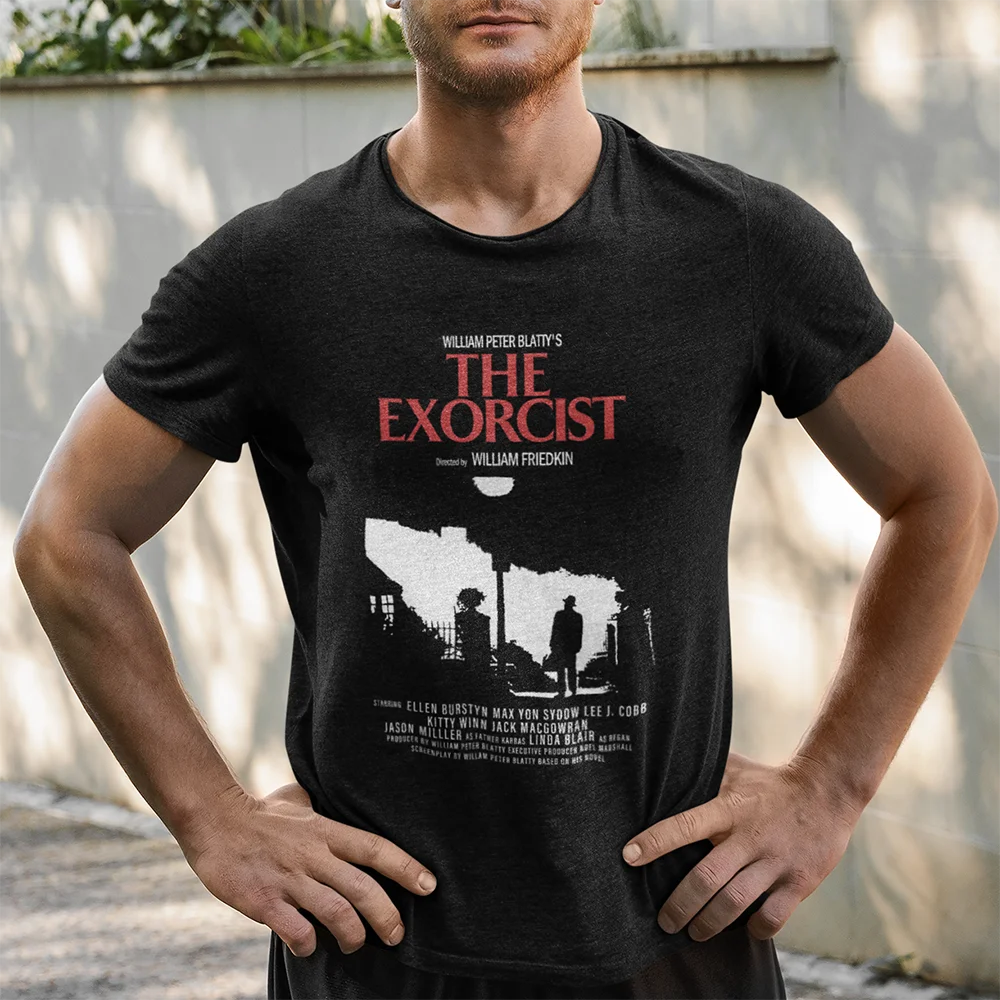 The Exorcist Movie linda blair 80s horror movies halloween scary films regan Leisure Pure Cotton T Shirt for men Summer Clothes