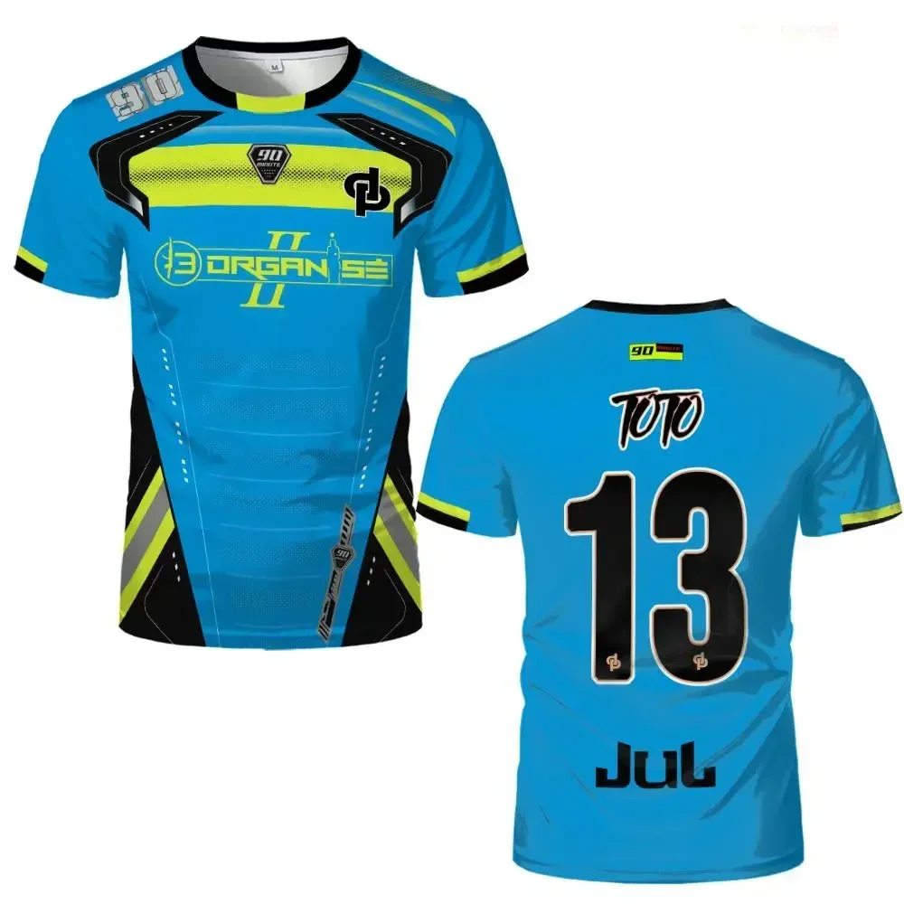New Football Sport T-shirt, Complete Print JUL Marseille Rap 13, Pink Men's and Women's Training Wear, Hip-hop Streetwear
