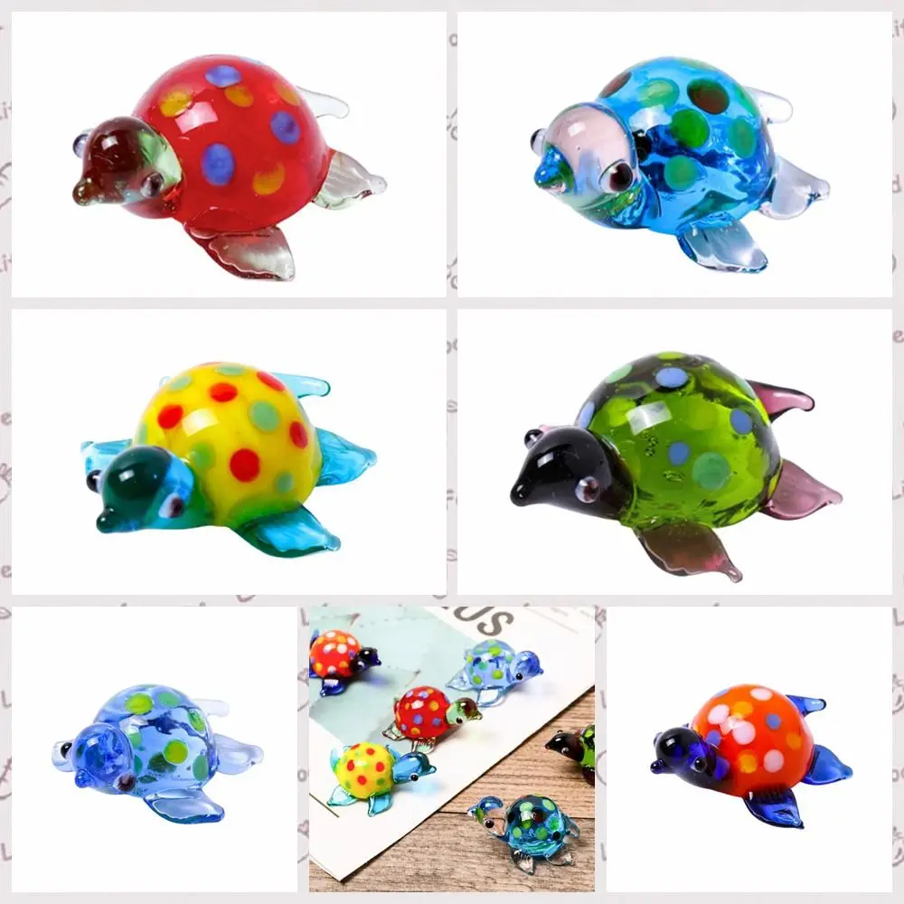 Exquisite Handicraft Turtle Figurines Vivid Lightweight Desktop Ornaments Turtle Glass Glass Crafts Crafts Collection