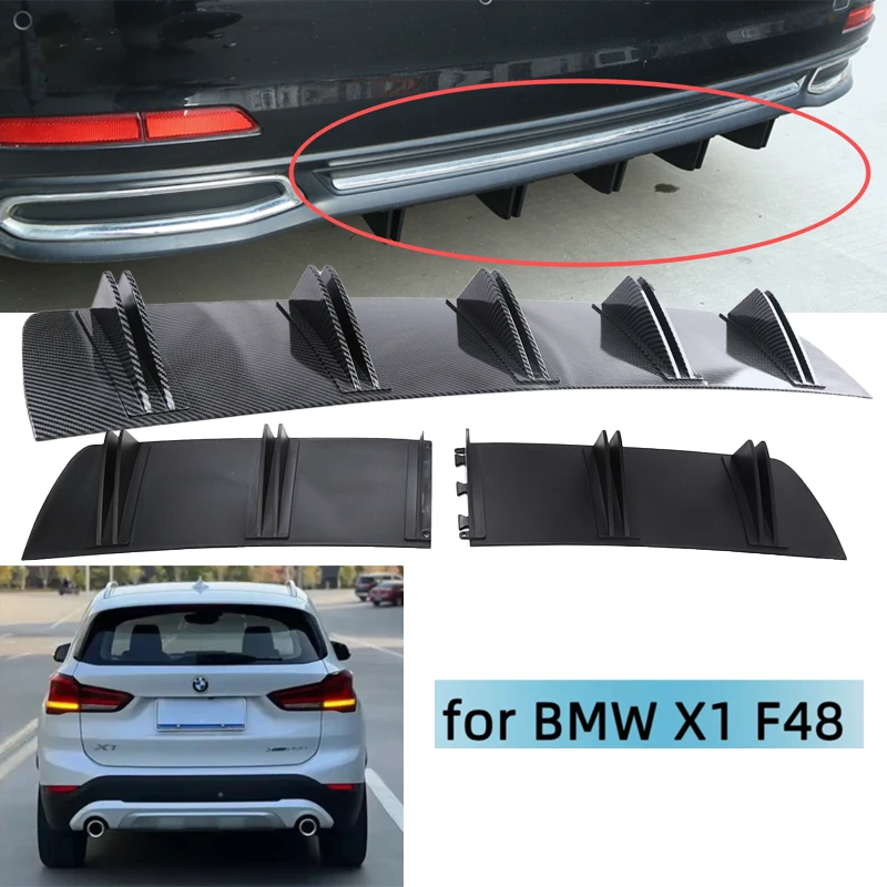 

For BMW X1 F48 Car Rear Bumper Lip ABS Double Wing Rear Shark Chassis Fin Style Curved Bumper Lip Diffuser Anti-collision
