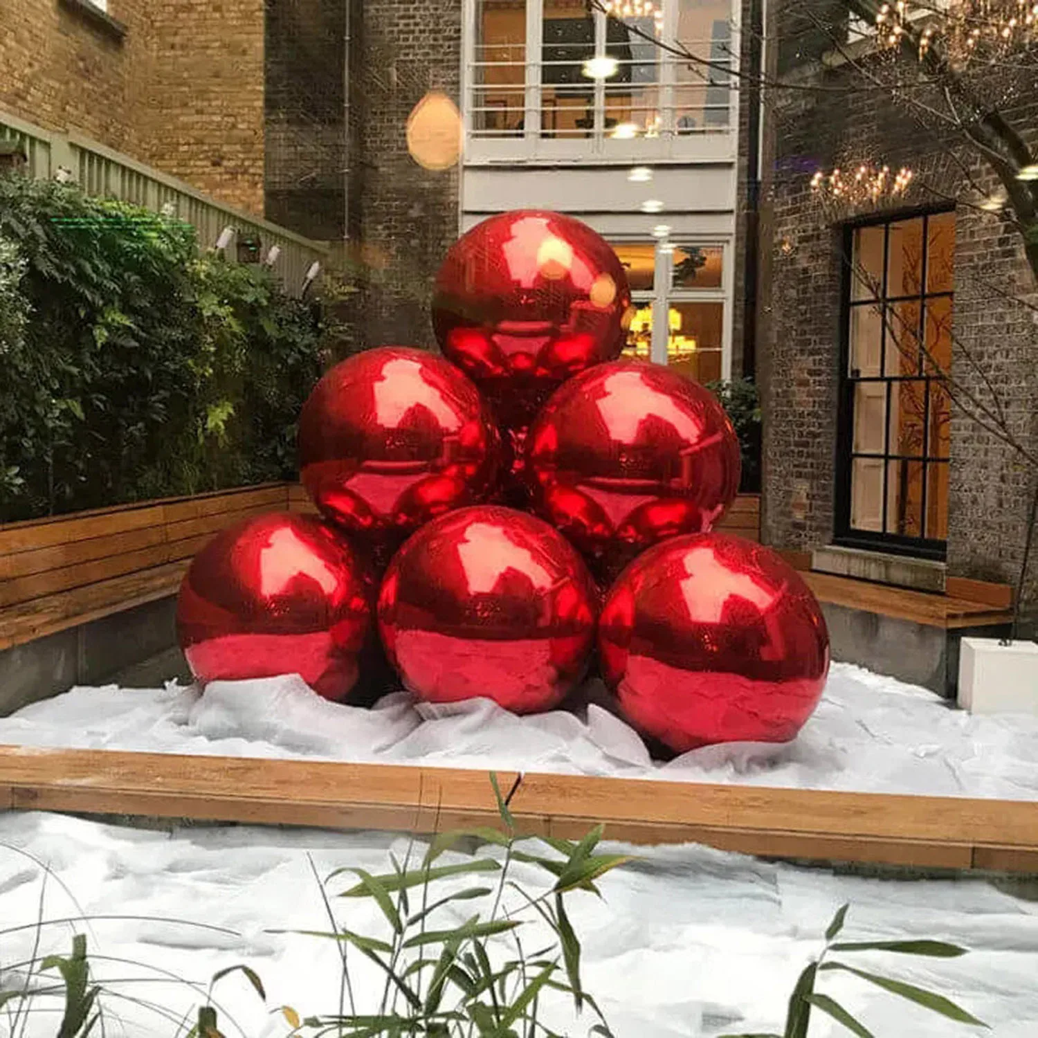 Bola de espejo inflable gigante roja, esfera de espejo de discoteca flotante, globo de Pvc de Navidad para decoración de escenario de boda, nueva llegada