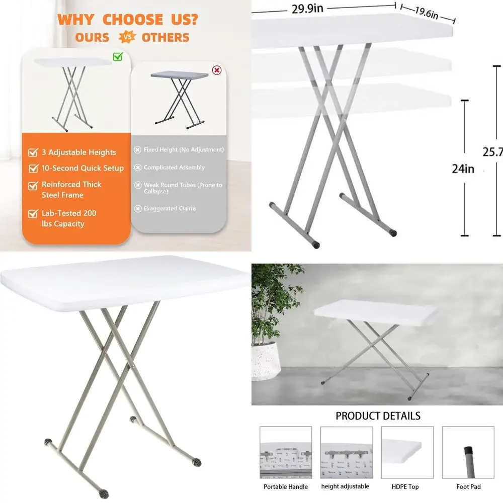 

Портативный складной стол для ноутбука из белого гранита — регулируемая высота, компактный для небольших помещений, идеально подходит для дивана, кемпинга