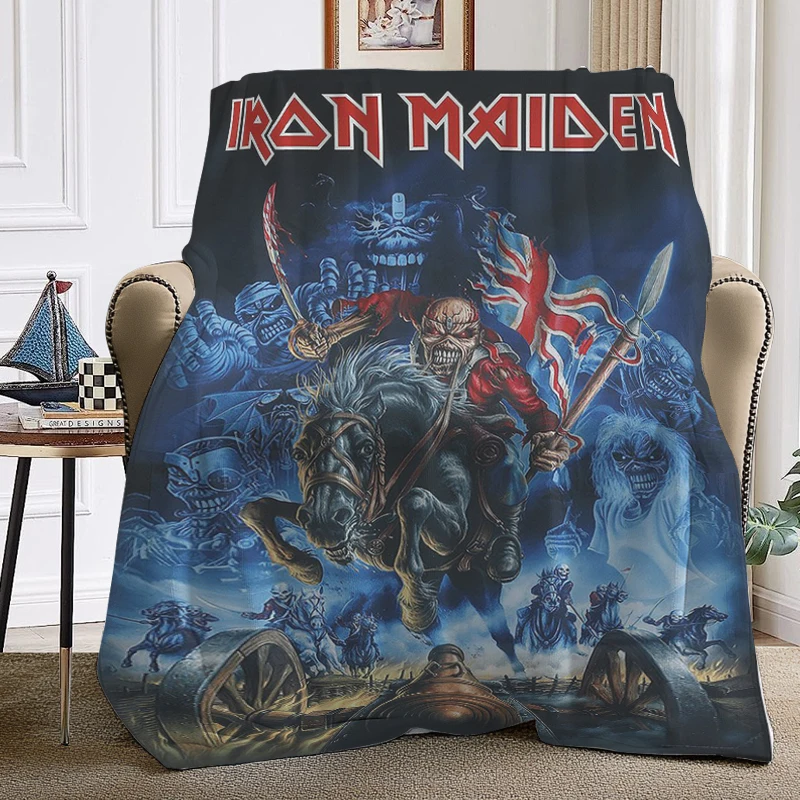 

Winter Warm Blanket Heavy Metal Band T-Irons T-Maidens Double Bed Sofa Fleece Fluffy Soft Blankets King Size Microfiber Bedding