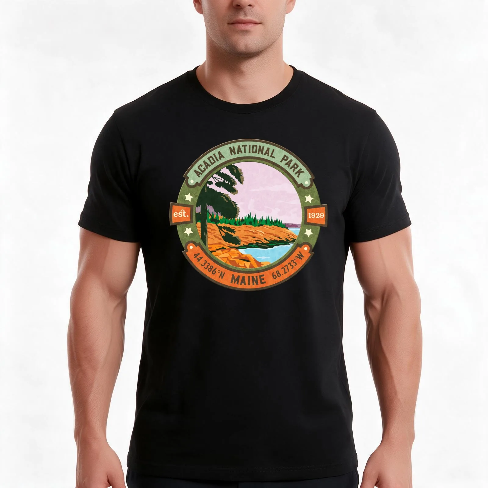Acadia National Park Maine T-Shirt, Summer Casual Cotton Tee, Oversized Streetwear Tops, Vintage Graphic Print, Unisex Men Women
