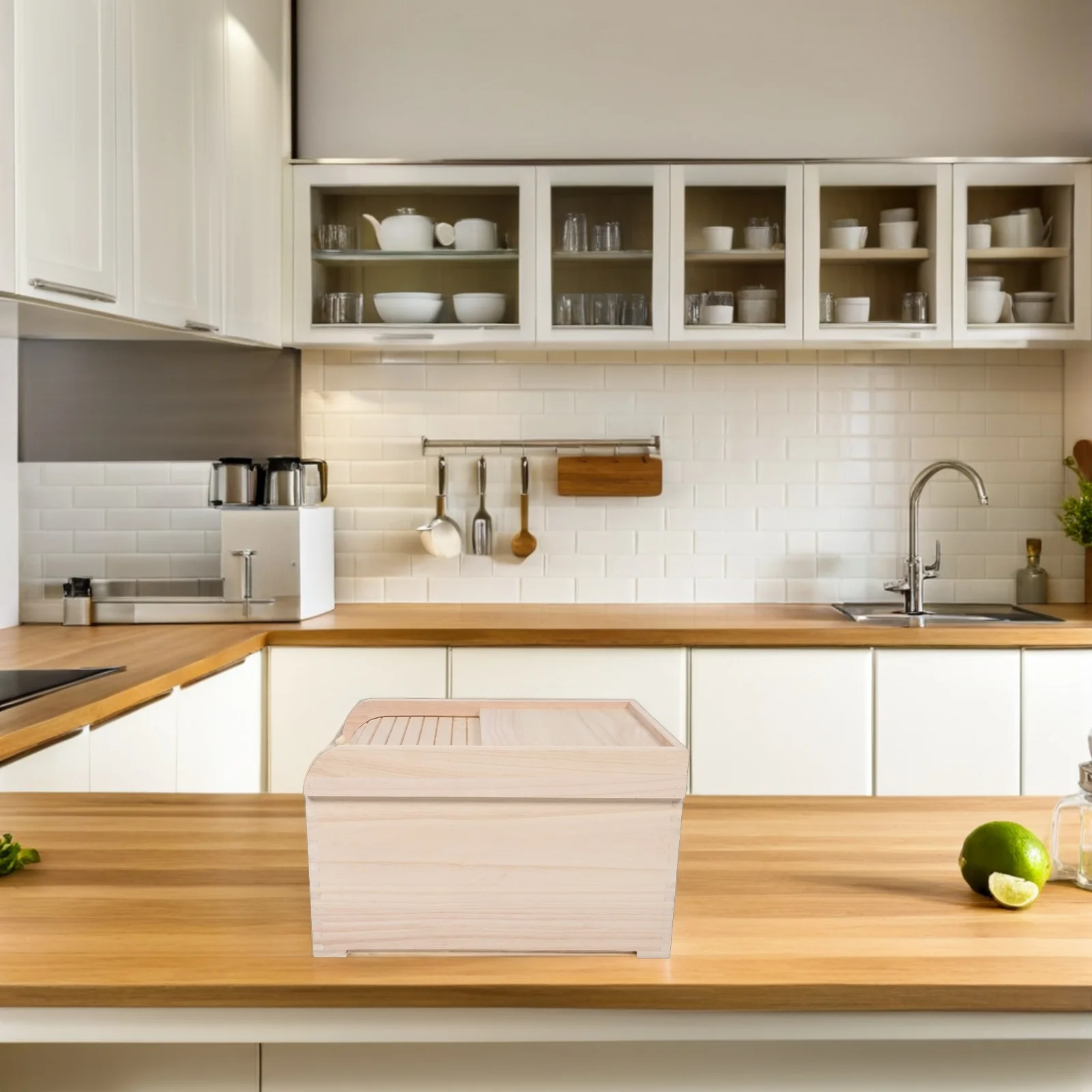 حاوية تخزين الأرز الخشبية سعة كبيرة 15 كجم دلو الأرز الخشبي الصلب تخزين الحبوب المختومة منظم الطعام الجاف استخدام المطبخ #4