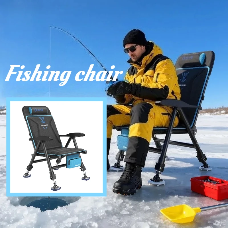 

Thickened Folding Fishing Chair Portable Iron Alloy Chairs Adjustable Height Wind-resistant Fishing Chair Tackle Tool Equipment