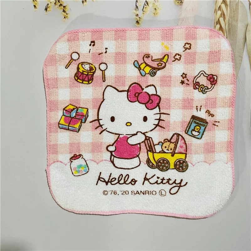 5pcs Sanrio Hello Kitty Small Towel 15*15cm Baby Mouth Towel Cartoon Comfortable Face Wash Family Towel Kids Cotton Wiping Towel