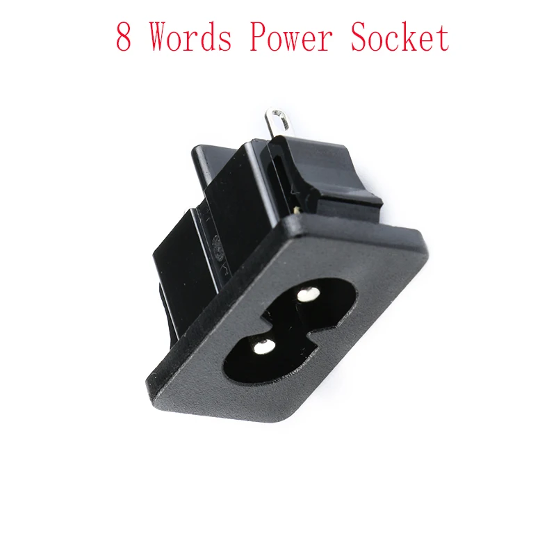 5Pcs Male Plug Power Socket Connector 2Pin 8 Word Socket 250V 2.5A Power Outlet Connector IEC320 C8 For Rc Car Motors RC