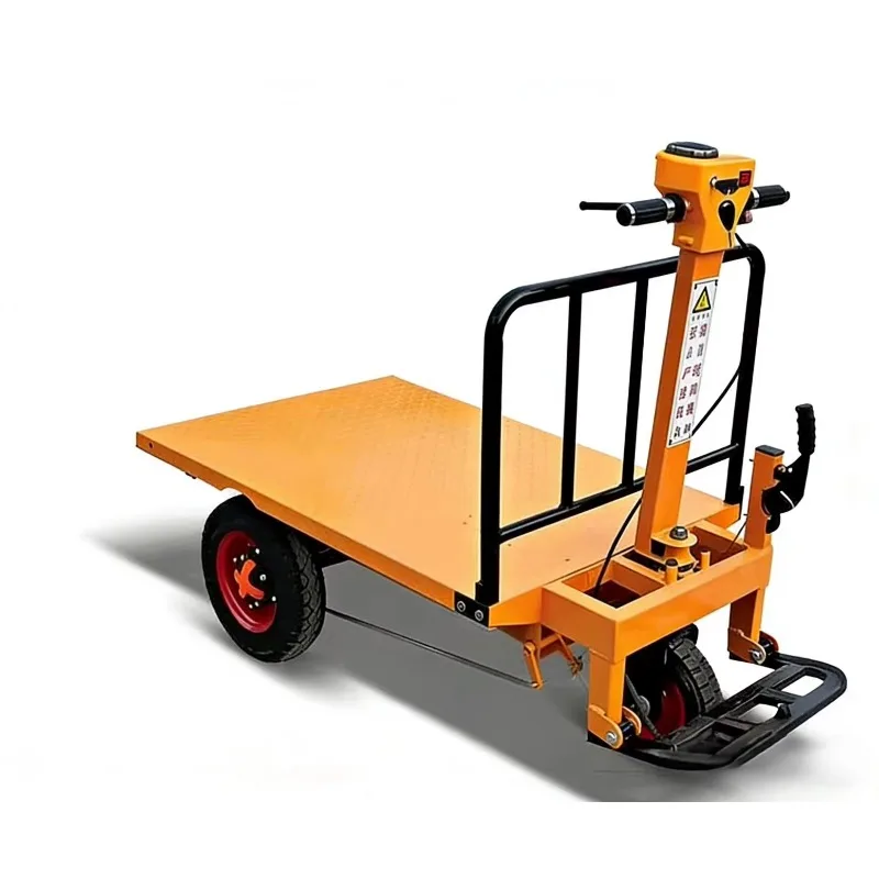 Three-wheeled flatbed truck, mobile electric trolley, folding cargo handling vehicle