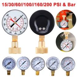 Face Pressure Gauge 15/30/60//100//160/200 PSI & Bar for Air Gas Water Fuel Liquid.Car Tyre Air Pressure Tester Tire Gauge