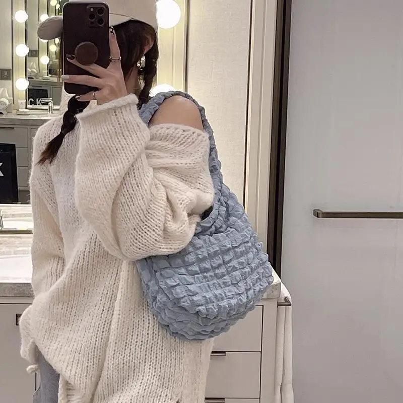 Down Cloud Bag for Women Wrinkle Big Handbags Bubble Tote Fashion Shoulder Bags Female High Quality Underarm Bag Purses 2022