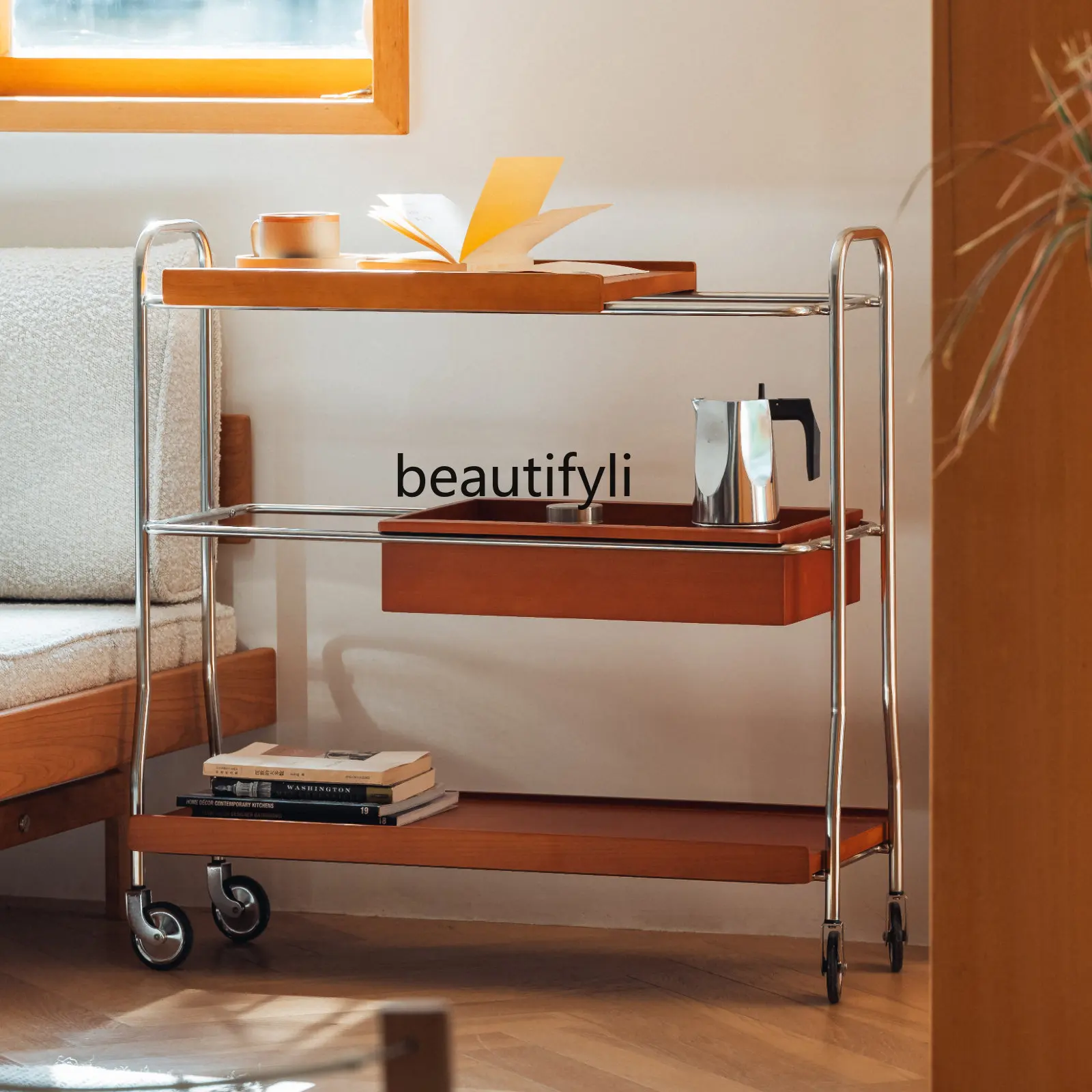 

Тележка | Скандинавский Ретро съемный журнальный столик из массива дерева, диван, боковой столик