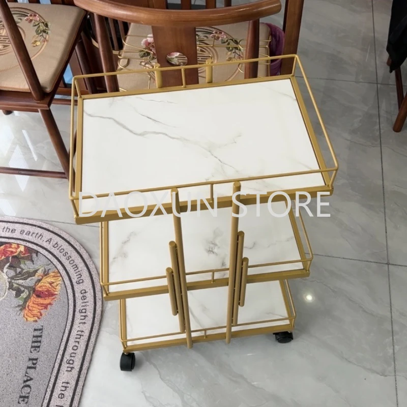 Professional Golden Iron Salon Trolleys Modern Beauty Salon Auxiliary Cart With Wheels Salon Furniture Professional Tool Trolley