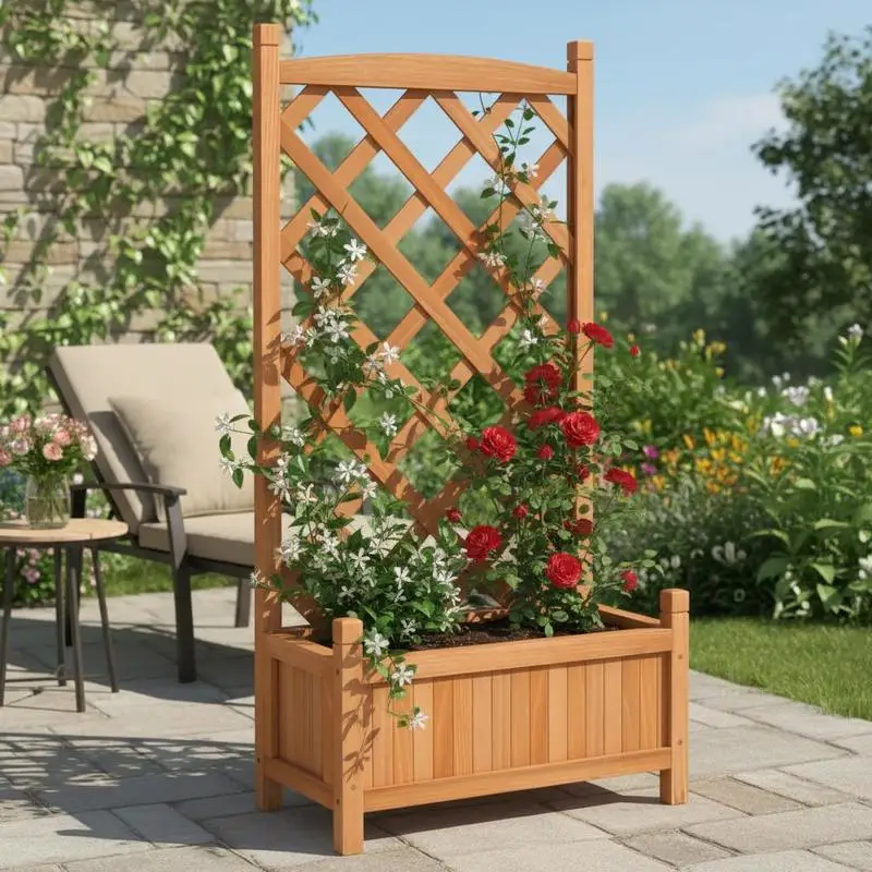 55 x 29,5 x 110 cm Bac à fleurs/parterre surélevé en bois massif. Ce pot de fleurs moderne est fabriqué en bois massif, robuste et durable, et convient à la plantation de fleurs, de légumes et de coriandre sur la terrasse ou le balcon.