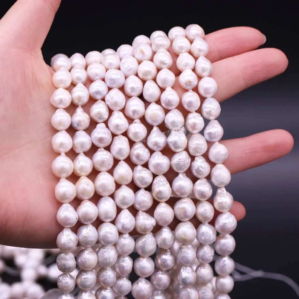 

Natural Freshwater Pearl Beads for DIY Necklace Bracelet Jewelry Making 9-10mm Nucleated Cultured Keshi Pearls Beads Wholesale